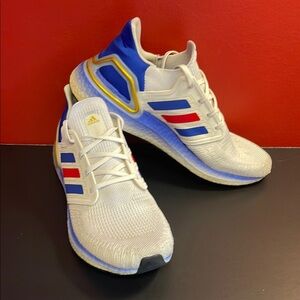 Adidas Men's White and Blue Running Shoes